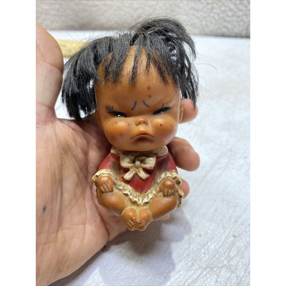 Vtg. JAPAN Collectible 1960 IWAI POUTY BABY DOLL Moody Cutie RUBBER
